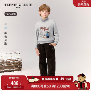 TeenieWeenie 25年新秋冬男童假两件半高领加绒卫衣 Kids小熊童装