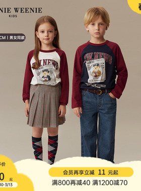 TeenieWeenie Kids小熊童装25年款男女童休闲风撞色插肩长袖T恤