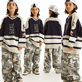 爵士舞嘻哈演出服套装 ROCKYROAD童装 hiphop街舞潮服儿童印花长袖