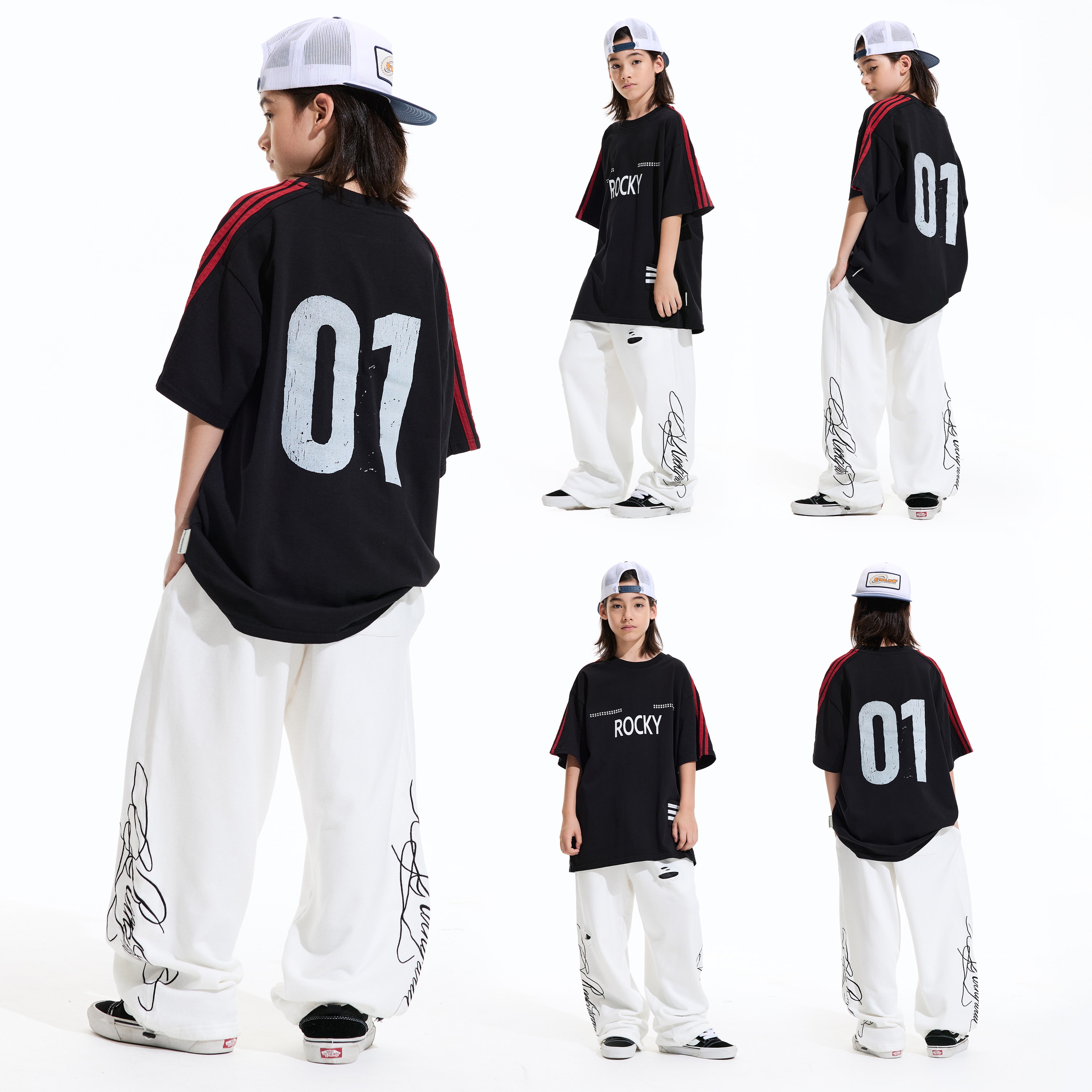 ROCKYROAD童装hiphop街头服装潮牌美式印花短袖2026新款街舞潮服图片