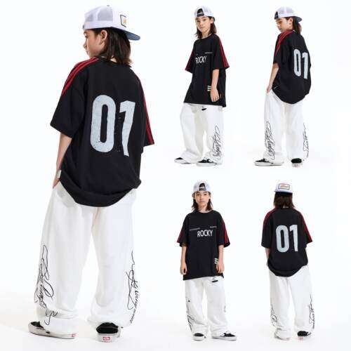 ROCKYROAD童装hiphop街头服装潮牌美式印花短袖2026新款街舞潮服