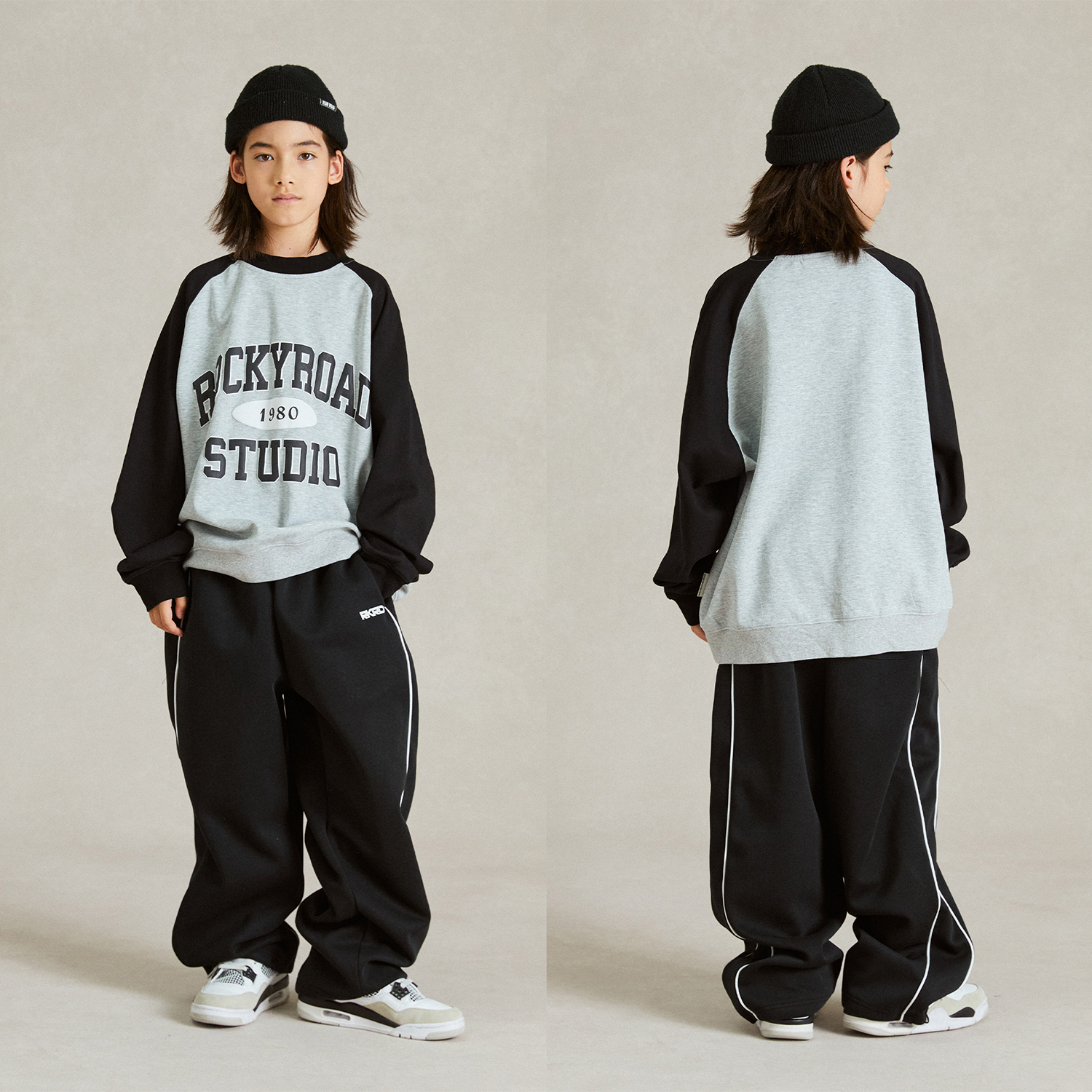 ROCKYROAD童装少儿街舞演出服hiphop街舞潮服圆领球服卫衣套装