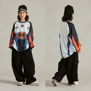 少儿舞蹈表演服 撞色拼接长袖 ROCKYROAD童装 hiphop街舞潮服美式