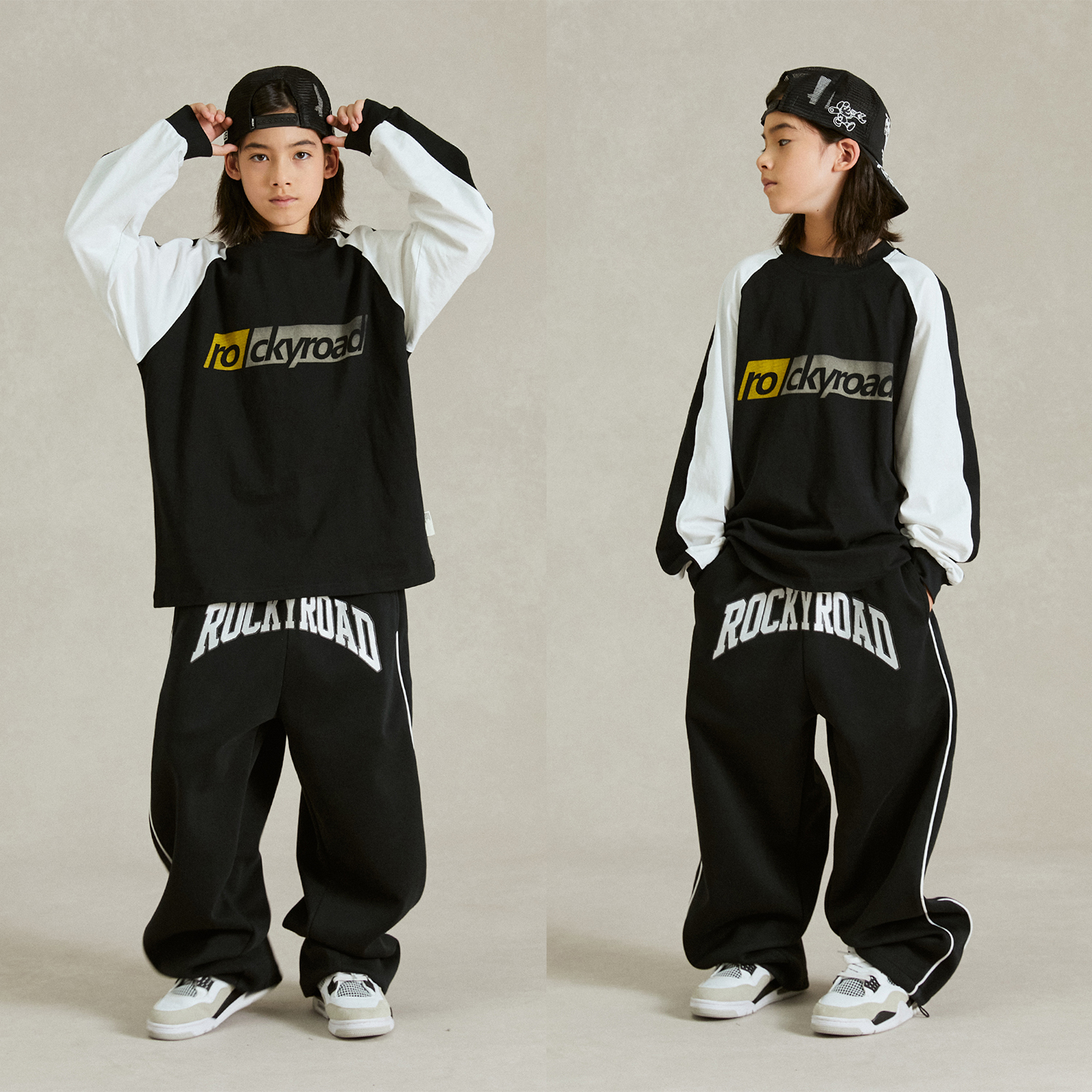 ROCKYROAD童装儿童街舞演出服字母印花插肩上衣hiphop街舞潮服