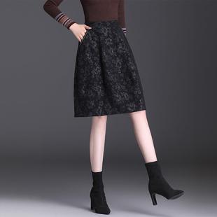 短裙女秋半身裙高腰显瘦a字裙中长款 伞裙蓬蓬小个子灯笼裙花苞裙