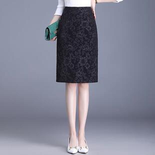 2025新款小个子包臀半身裙女春秋开叉独特黑色直筒裙中长款一步裙