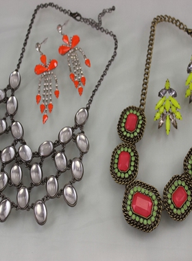 中古货 经典彩色宝石设计欧美项链耳环 仅此一批E2-6ED