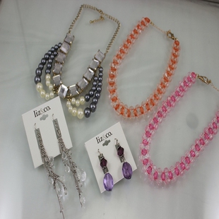 零几年中古老货 LC品牌串珠高级感流苏耳环项链 仅一批D3-8EF