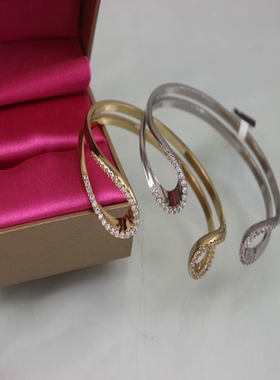 轻奢高级感镶钻锆石铜开口手镯