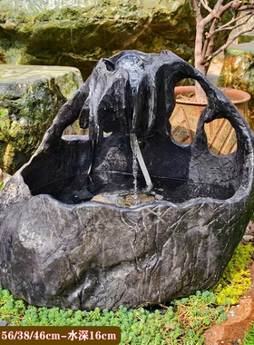 天然原石一体流水石缸养鱼造景