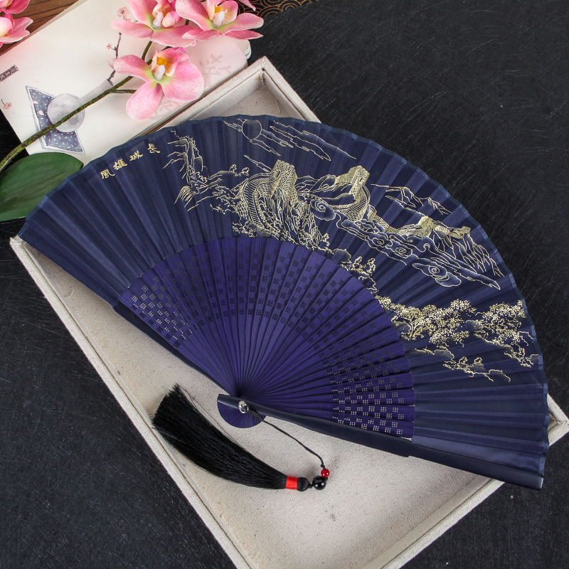 丝艺堂中国风扇子女款手工丝绸扇古风创意印花折扇复古舞蹈扇女扇