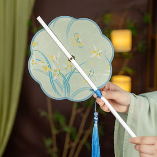 2026新款腰扇古风中式扇子可卷箭竹古典团扇夏天便携专用舞蹈定制