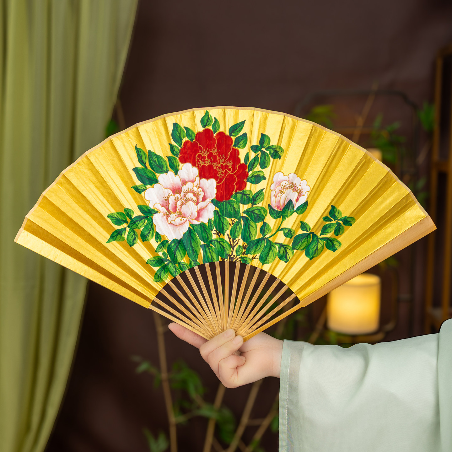 戏曲扇子古风折扇中式泥金宣纸扇双面手绘工艺扇表演扇专用舞蹈扇,居家日用,扇子,淘宝优惠券,粉丝福利购,淘宝优惠卷