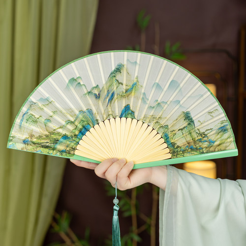 丝艺堂国风扇子便携折扇千里江山