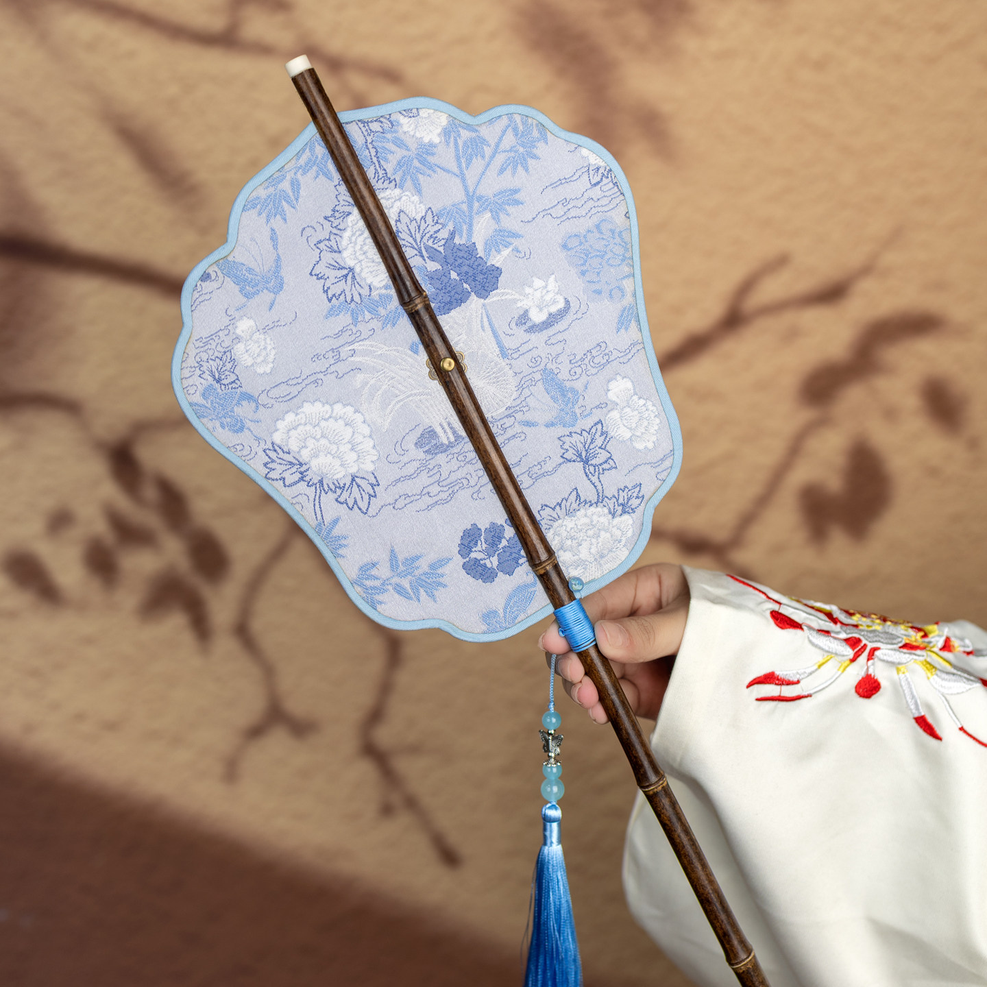 腰扇古典可卷扇子国风折叠夏天便携长柄团扇跳舞专用影视剧宫廷扇