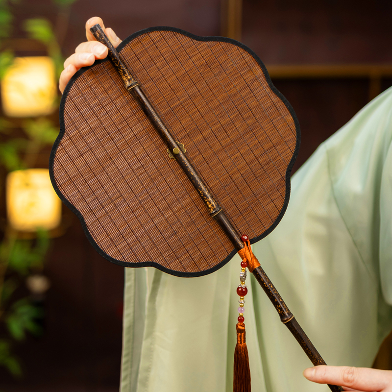 腰扇古风扇子可卷便携折扇中式汉服扇专用舞蹈团扇折叠女礼物定制