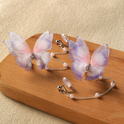 蝴蝶珍珠儿童耳饰耳夹女耳饰耳