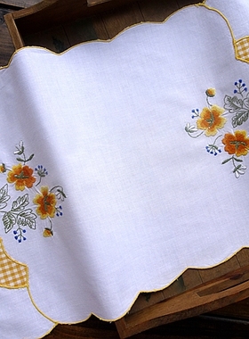 外贸 纯棉刺绣花布艺餐垫装饰垫花瓶垫 30X45CM 桔格拼布款 超值