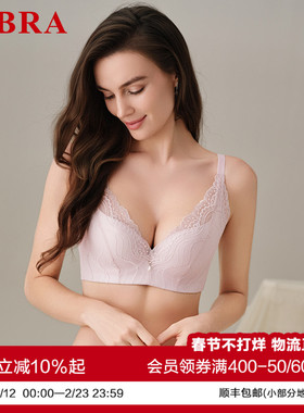 安莉芳旗下E-BRA蕾丝性感女大胸显小带钢圈防下垂收副乳舒适文胸