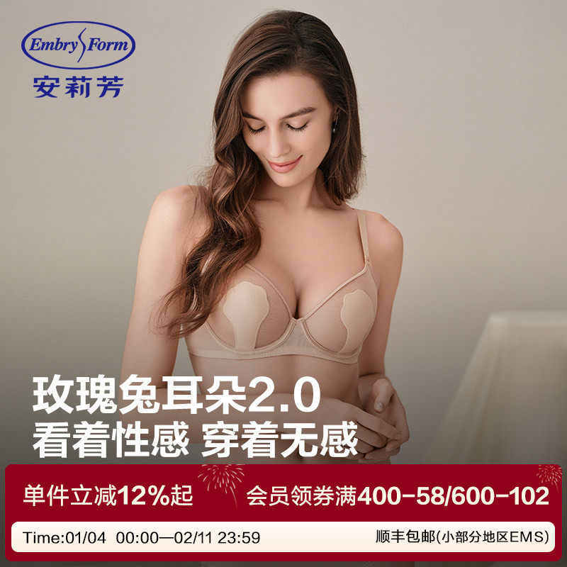 【玫瑰兔耳朵】安莉芳网纱单层围性感文胸女大胸显小内衣EBW108