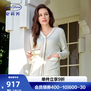安莉芳2024年秋冬v领长袖 EL00786 加厚睡衣睡裤 女士舒适家居服套装
