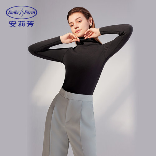 安莉芳女冬季暖衣长袖修身高领上衣舒适打底上装暖肤衣ED00264