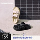 Toomanyshoes拖鞋 25夏新款 暑期旅行双扣踩屎感厚底真皮凉拖女外穿