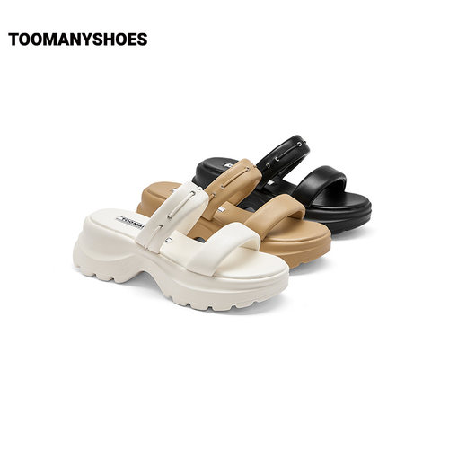 【主播推荐】Toomanyshoes想要晴天轻盈柔软厚底凉鞋一字拖