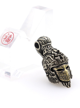 复古黄铜白铜战神头盔面具小众饰品项链吊坠手工DIY配件EDC刀坠