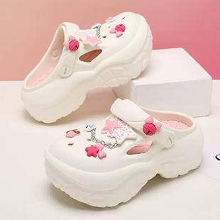 北策品牌夏季新款女士生EVA洞洞鞋厚底防滑耐磨户外沙滩包头拖鞋