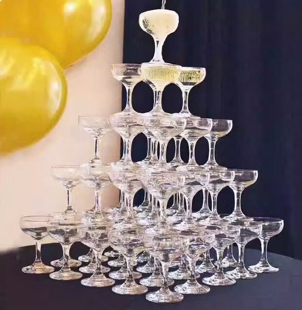 玻璃鸡尾酒杯婚庆香槟塔杯叠塔杯洋酒红酒杯生日ktv高升庆功酒杯