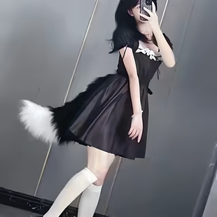 手作兽耳兽尾巴毛绒cosplay饰品道具狐狸尾巴狼尾狐娘lolita配饰