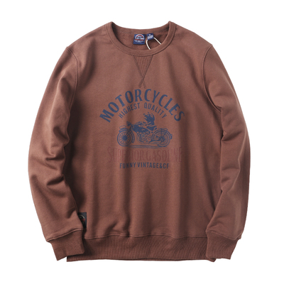 休闲加绒保暖机车印花卫衣