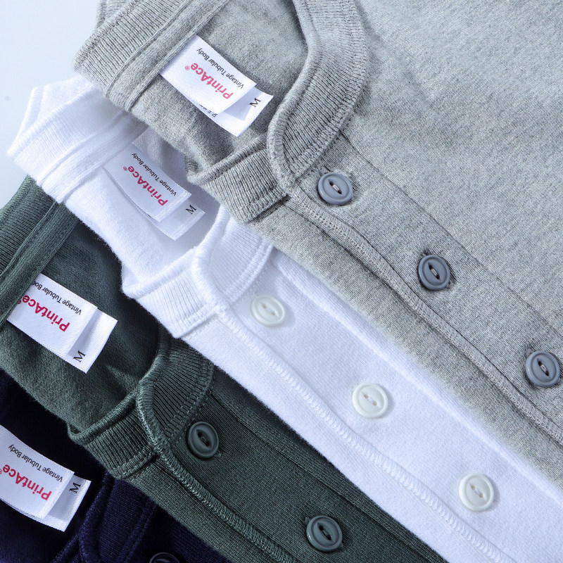 新疆棉重磅270G厚实美式复古亨利领短袖T恤男纯棉纯色健身亨利衫