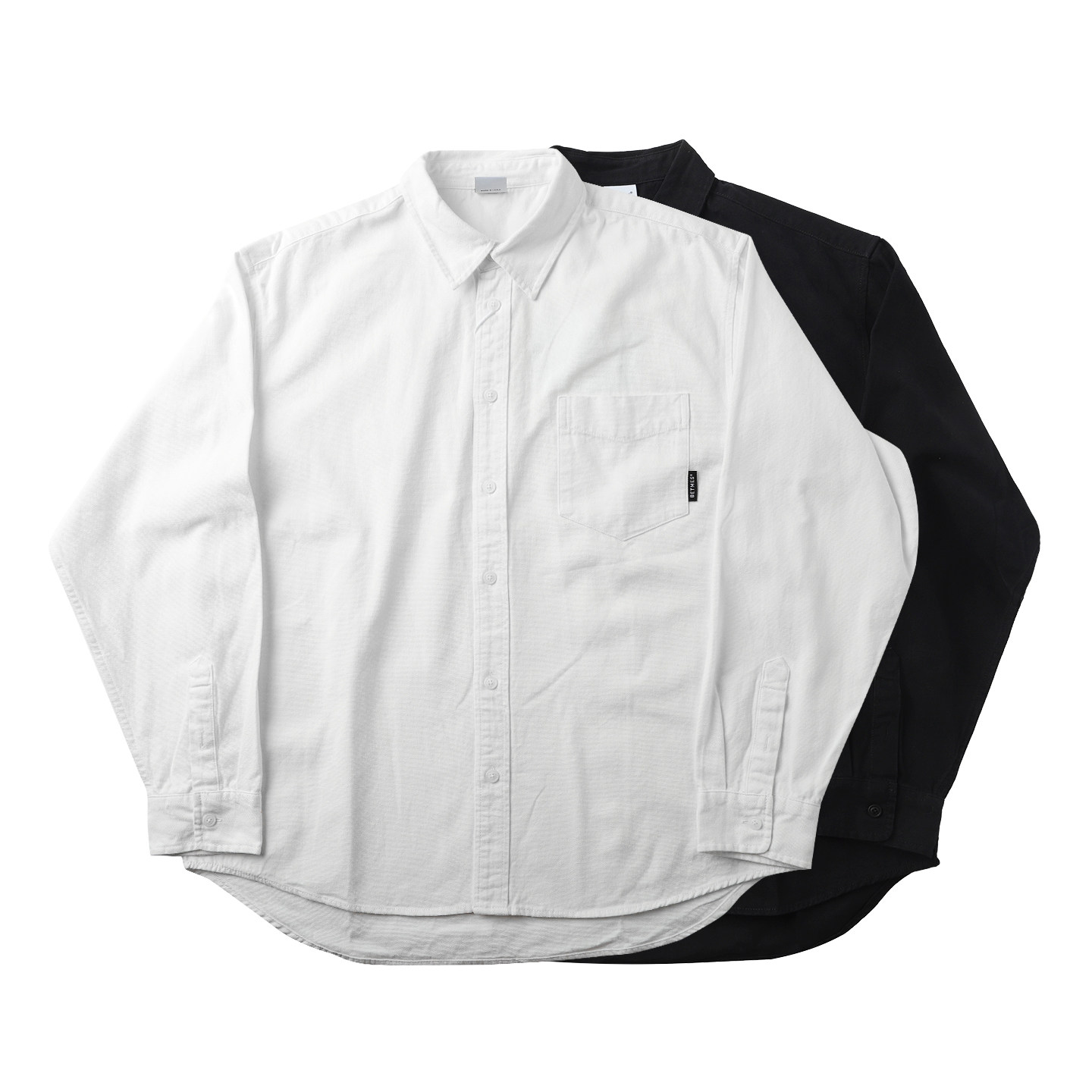 秋季重磅纯棉牛津纺衬衫男宽松廓形亲肤工装衬衣纯色长袖打底衫