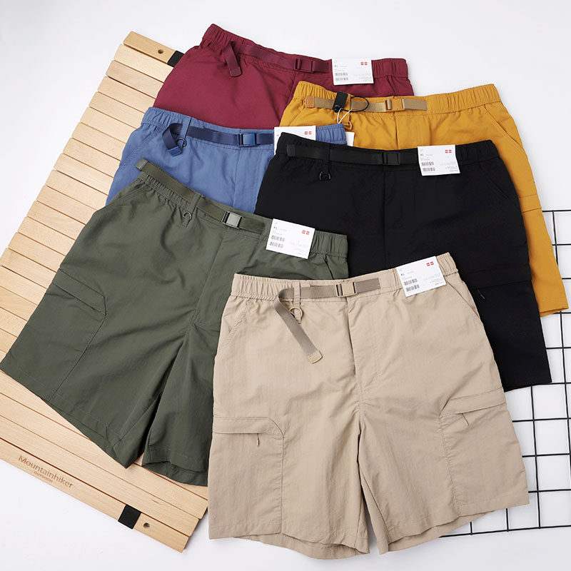 夏季薄款山系户外防水工装短裤女日系简约多口袋纯色速干四分裤男