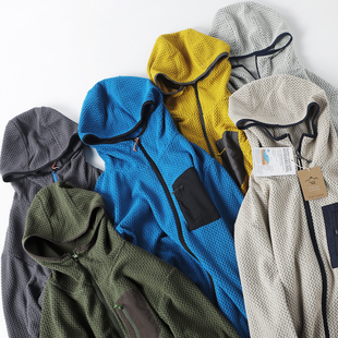 巴塔平替款R1户外抓绒连帽卫衣男宽松保暖撞色拉链口袋工装外套