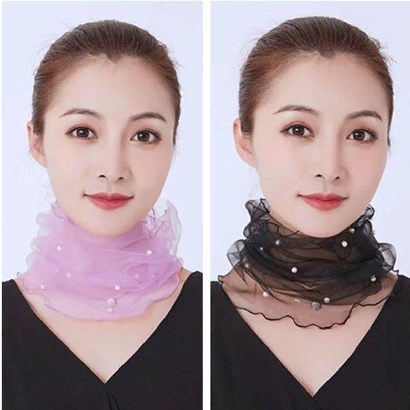 防晒面纱女春夏薄款丝巾网纱蕾丝珍珠纯色百搭时尚发带护颈脖套,服饰配件/皮带/帽子/围巾,围巾/丝巾/披肩,淘宝优惠券,粉丝福利购,淘宝优惠卷