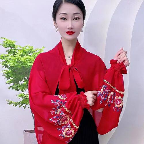 精品【绣花披肩】防晒时尚百搭