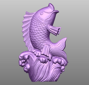 圆雕图喷水石雕浪花鱼三维立体扫描stl精雕图模型3d雕刻圆雕图