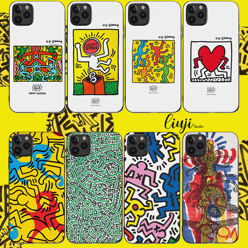 凯斯哈林涂鸦手机壳绘画艺术小众简约线条适用于vivo苹果华为文艺
