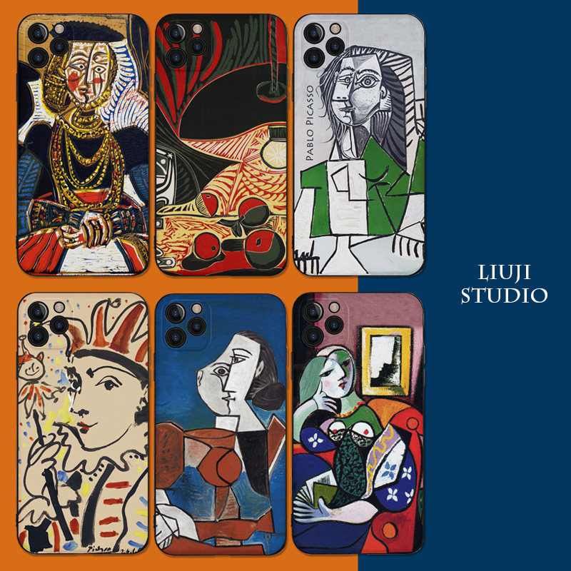 毕加索手机壳复古油画文艺风艺术美术生小众好看的适用于华为OPPO苹果IQOO小米荣耀红米浮雕工艺支持来图定制