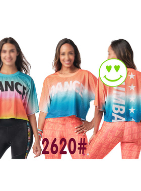 ZW特价 健身舞蹈服瘦身运动跑步 宽松 短款女装t恤 排汗 速干透气