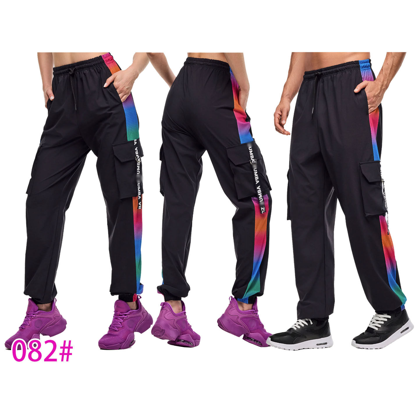 ZW特价 舞蹈裤健身运动男女长裤 透气速干 弹力飘带裤