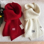 新年红2025软糯羊羔毛圈圈纱羊毛围巾秋冬季 蓬松保暖针织围脖女