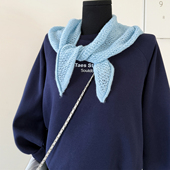 时尚 纯色镂空三角巾洋气披肩针织围巾女百搭保暖护颈围脖秋冬新款