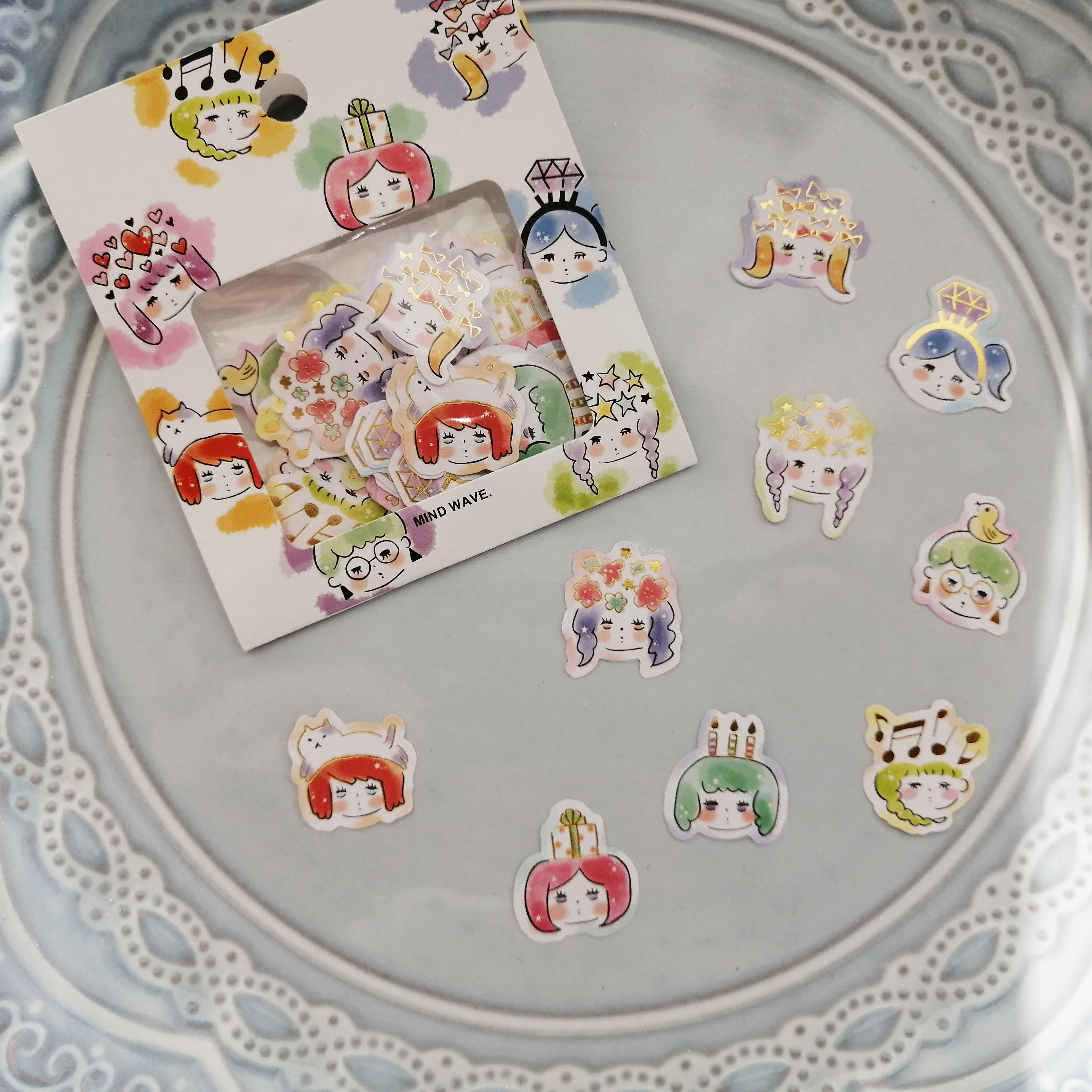 日单可爱手绘插画女孩手帐日程卡片记事本装饰贴纸