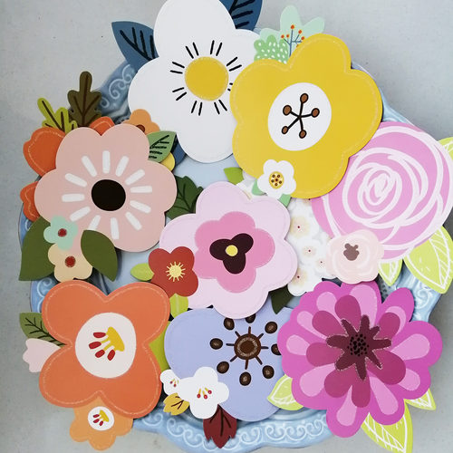 可爱金粉鲜花花朵送礼节日卡片