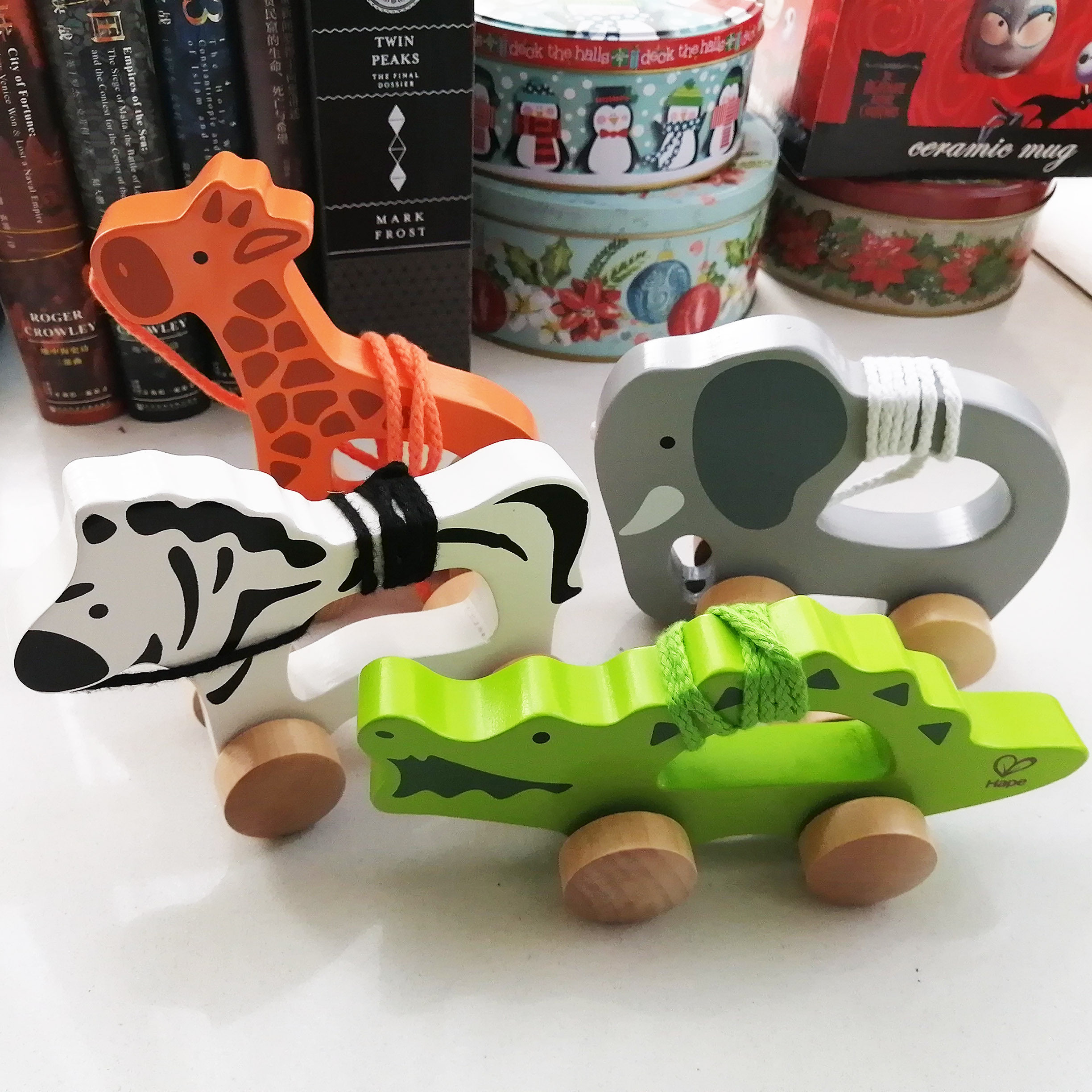 欧单可爱小动物长颈鹿斑马大象