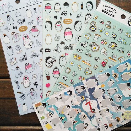 日单超可爱手绘水彩企鹅刺猬pvc